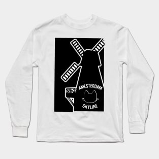 Amsterdam Skyline Cat Long Sleeve T-Shirt